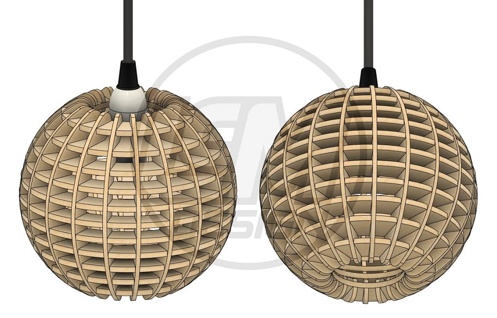 Laser Cut Wooden Hemmesphere Pendant Light