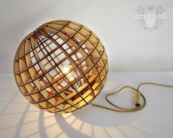 Laser Cut Wooden Spherical Hanging Lamp