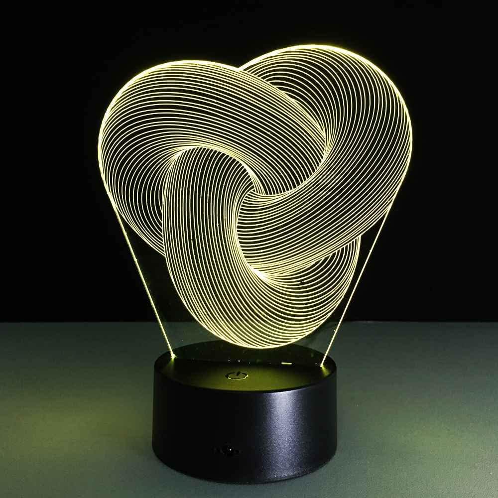 Laser Cut Acrylic Engraving Twisted Abstract 3D LED Night Lamp