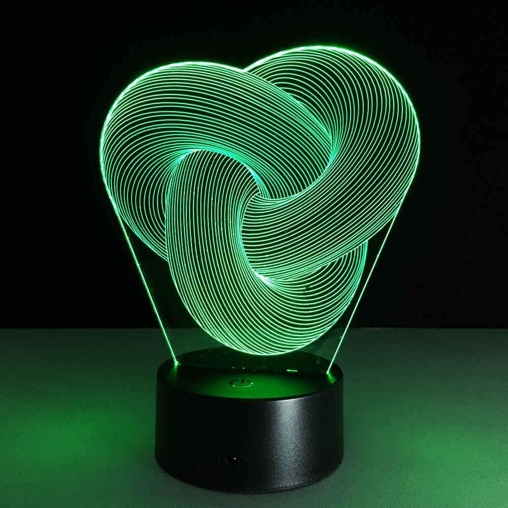 Laser Cut Acrylic Engraving Twisted Abstract 3D LED Night Lamp