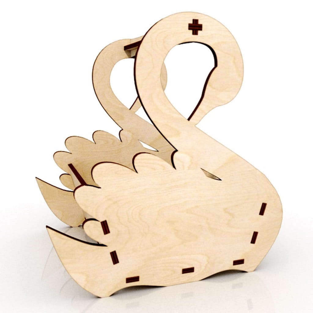 Laser Cut Wooden Swan Shaped Flower Basket
