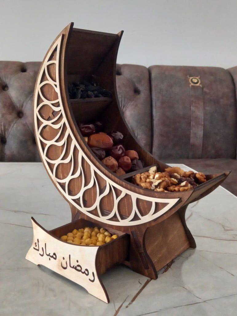 Laser Cut Crescent Moon Ramadan Serving Tray