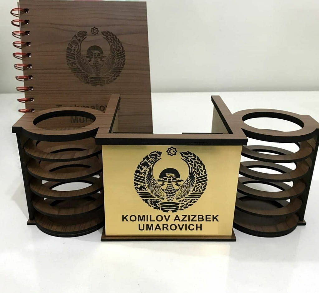 Laser Cut Pencil and Sticky Notes Holder Office Desk Organizer