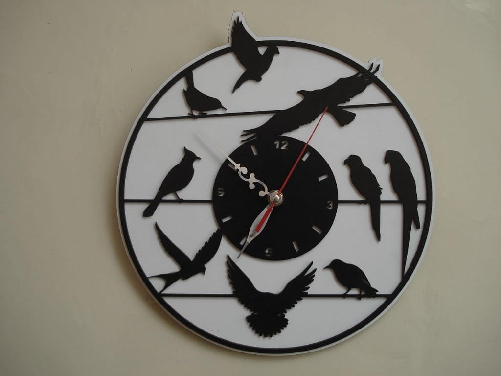Laser Cut Birds Wall Clock for Living Room