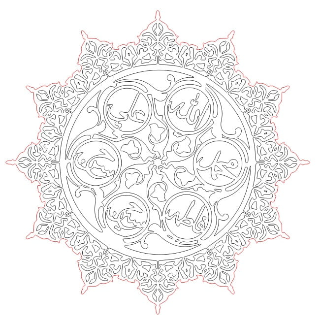 Laser Cut Ahl al Bayt Panjtan Islamic Wall Art