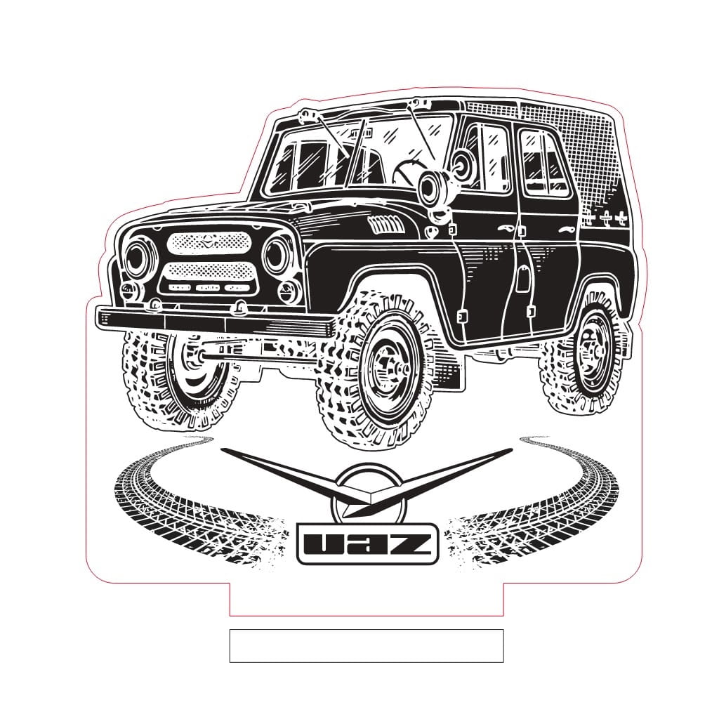 Laser Cut Acrylic Engraving UAZ Hunter Jeep 3D Illusion Lamp