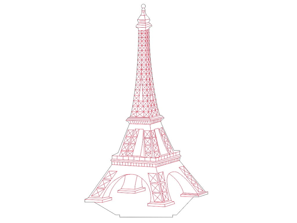 Laser Cut Acrylic Engraving Eiffel Tower 3D Illusion Lamp