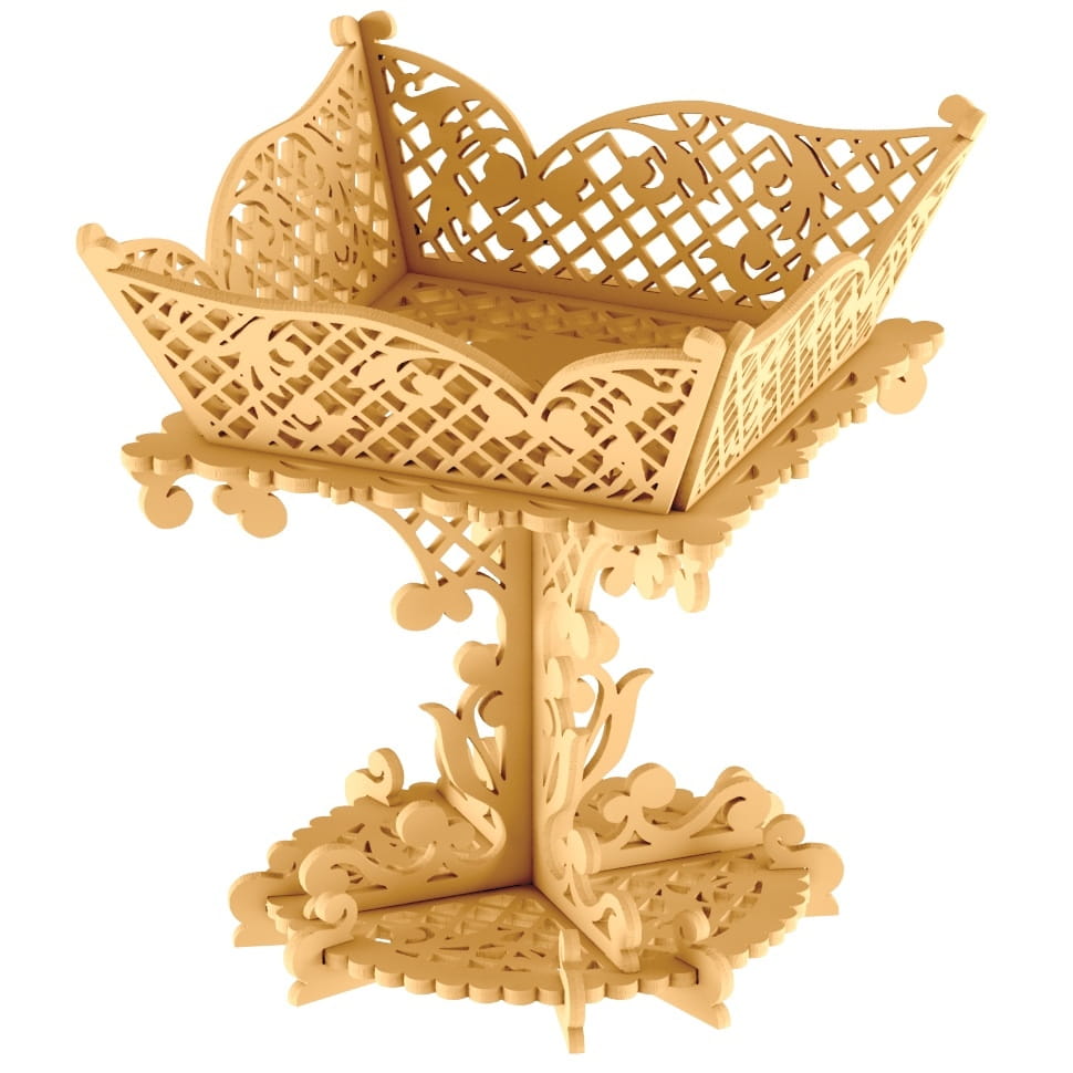 Laser Cut Intricate Fruit Serving Basket Stand