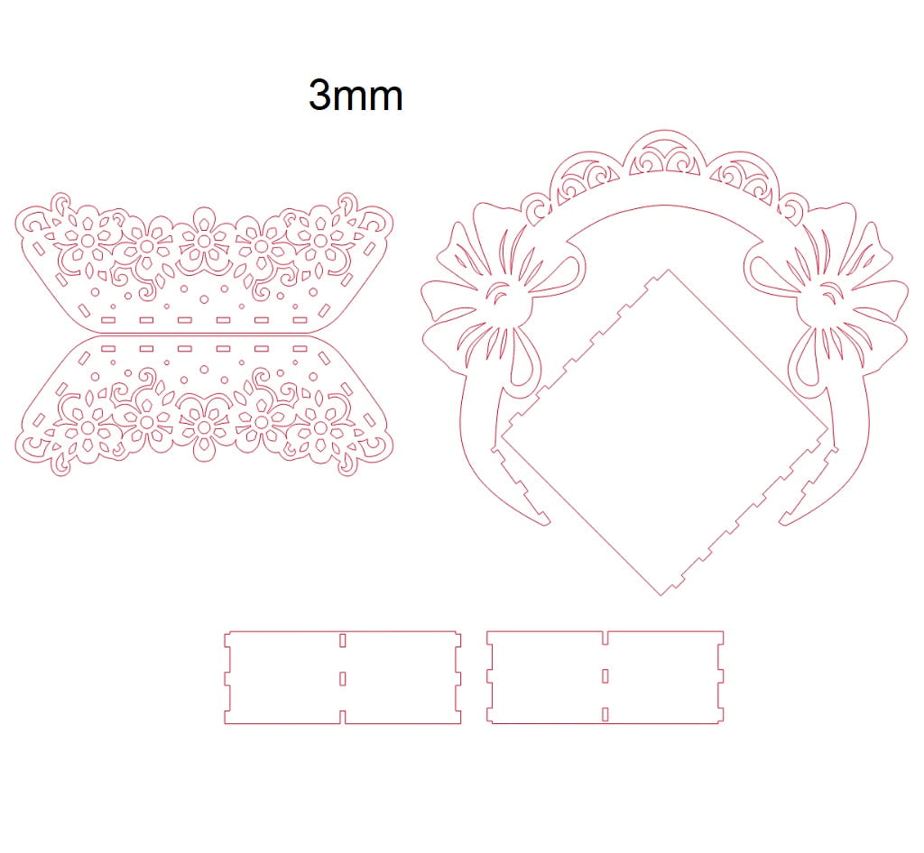 Laser Cut Decorative Flower Basket Chocolate Gift Basket