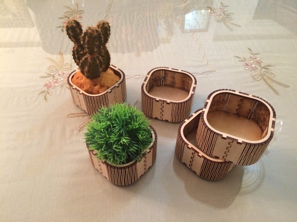Laser Cut Wooden Mini Artificial Flower Box
