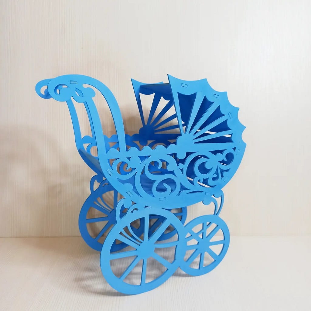 Laser Cut Baby Stroller Flower Basket