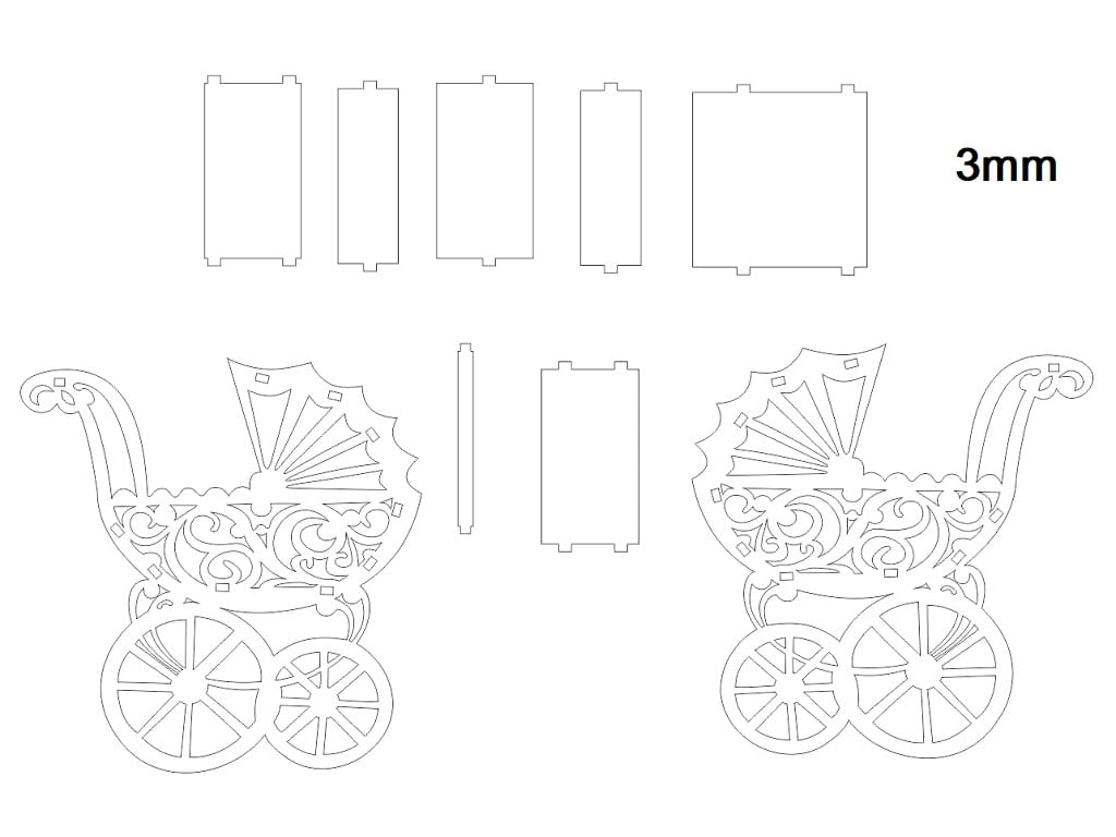 Laser Cut Baby Stroller Flower Basket