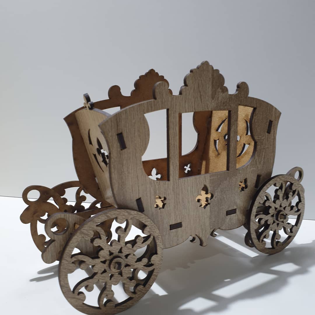 Laser Cut Coach Carriage Flower Basket
