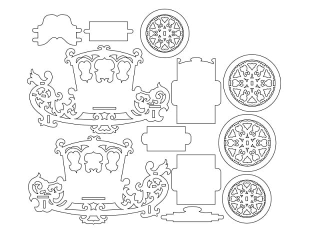 Laser Cut Horse Drawn Carriage Centerpiece