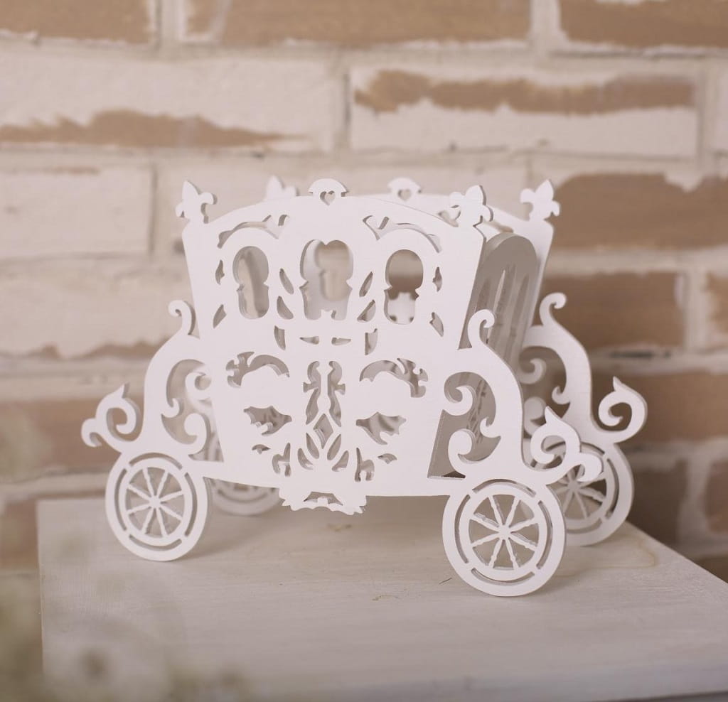 Laser Cut Wooden Cinderella Carriage Centerpiece