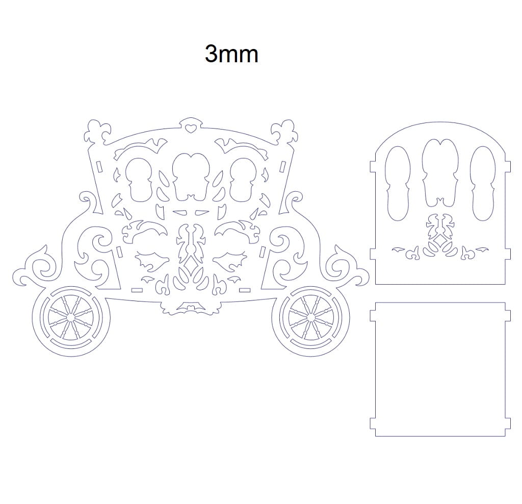 Laser Cut Wooden Cinderella Carriage Centerpiece