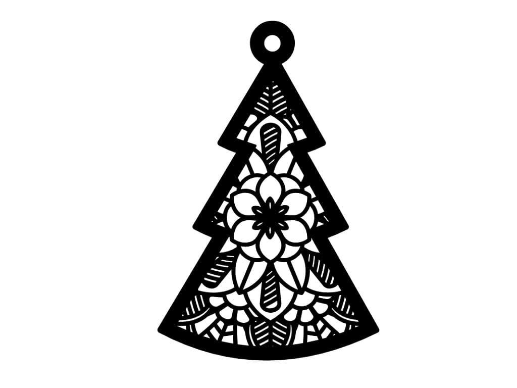 Laser Cut Intricate Christmas Tree Hanging Ornament