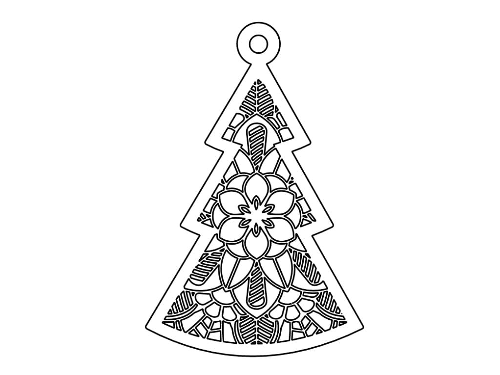 Laser Cut Intricate Christmas Tree Hanging Ornament