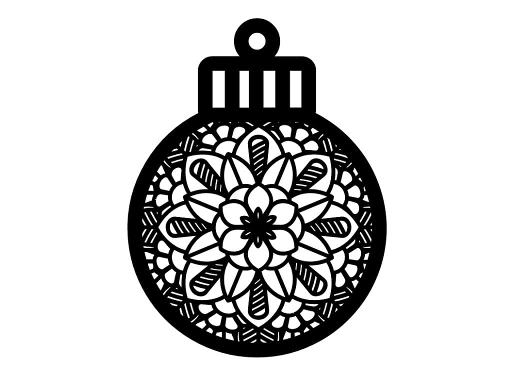 Laser Cut Intricate Floral Pattern Christmas Ornament