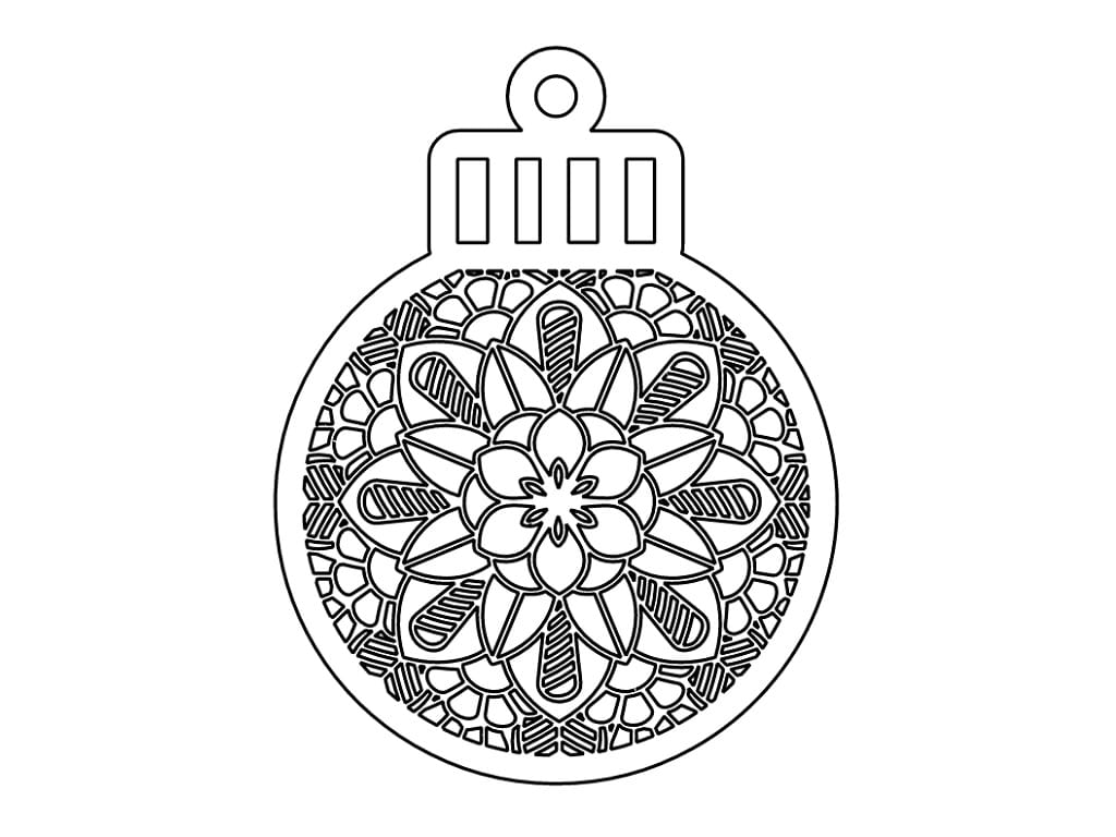 Laser Cut Intricate Floral Pattern Christmas Ornament