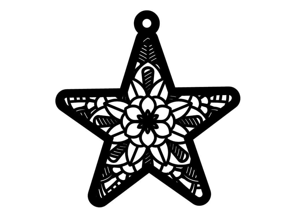 Laser Cut Intricate Floral Pattern Star Ornament