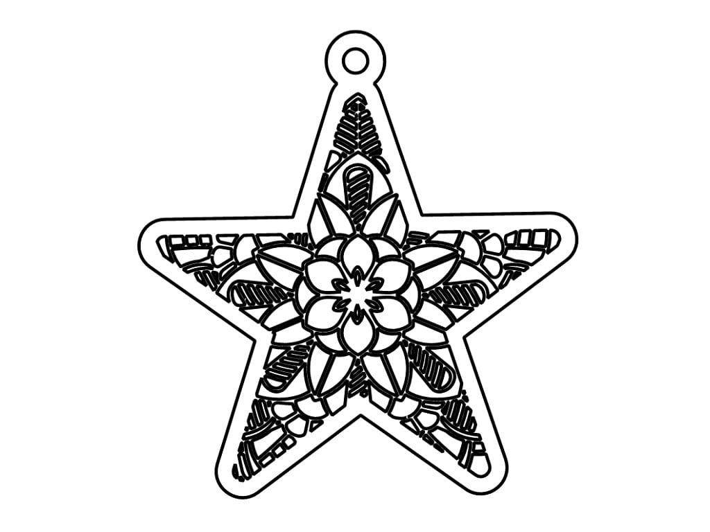 Laser Cut Intricate Floral Pattern Star Ornament