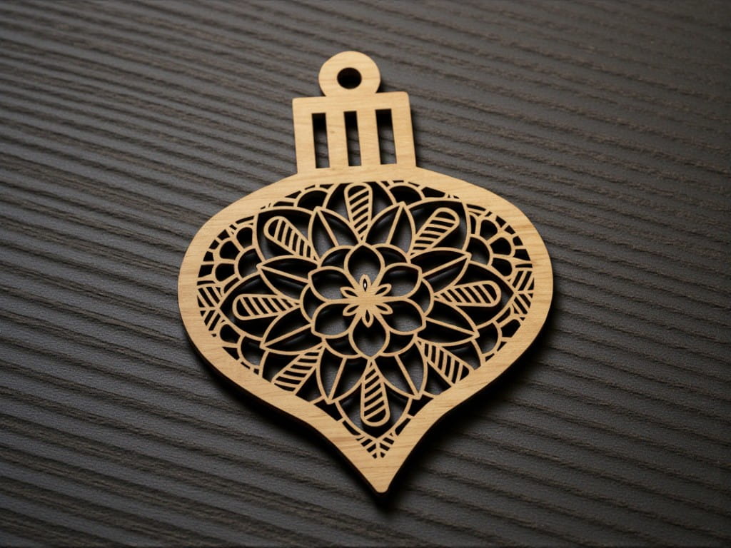 Laser Cut Intricate Teardrop Christmas Ornament