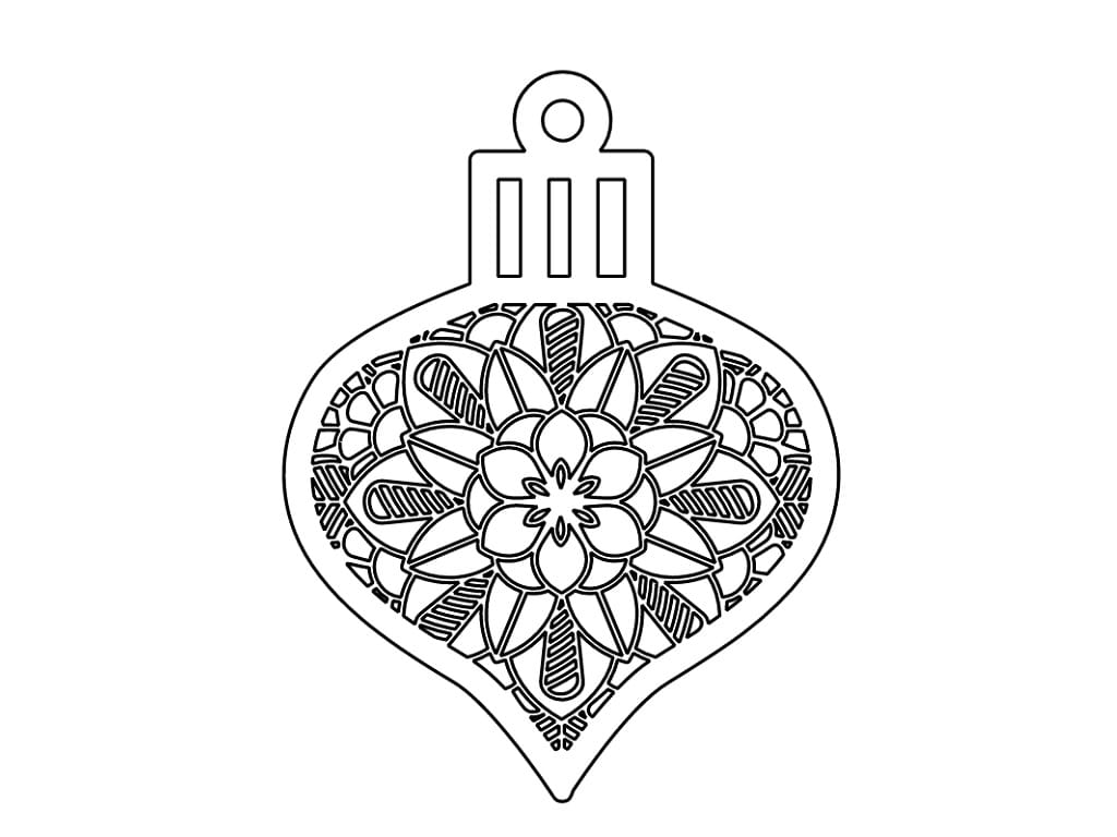Laser Cut Intricate Teardrop Christmas Ornament