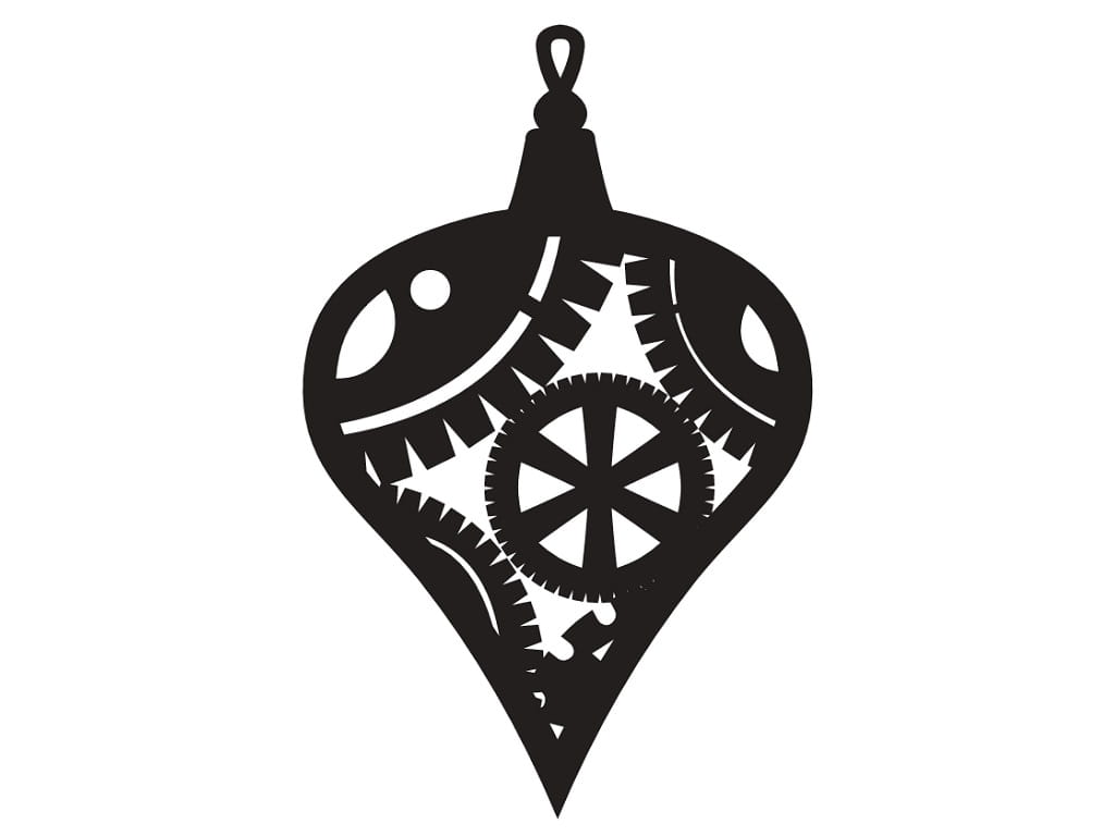 Laser Cut Christmas Bauble with Steampunk Gear and Cog Design
