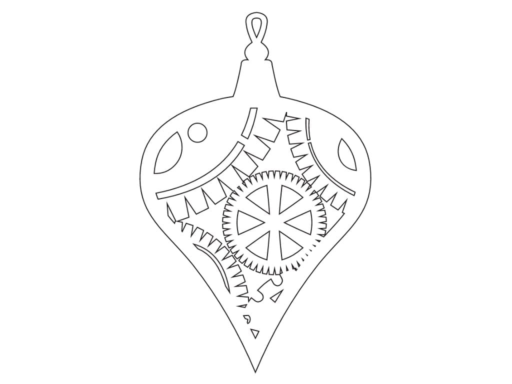 Laser Cut Christmas Bauble with Steampunk Gear and Cog Design