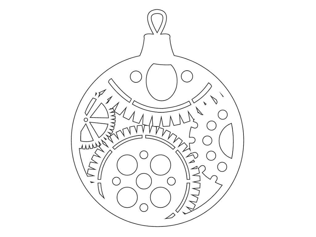 Laser Cut Christmas Ornament with Steampunk Gear Design