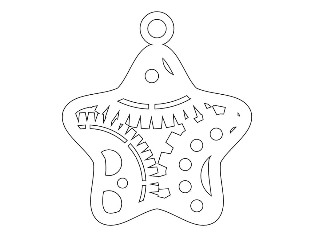 Laser Cut Star Christmas Ornament with Intricate Gear Design
