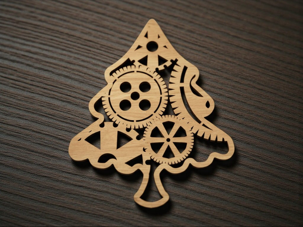 Laser Cut Steampunk Style Christmas Tree Ornament