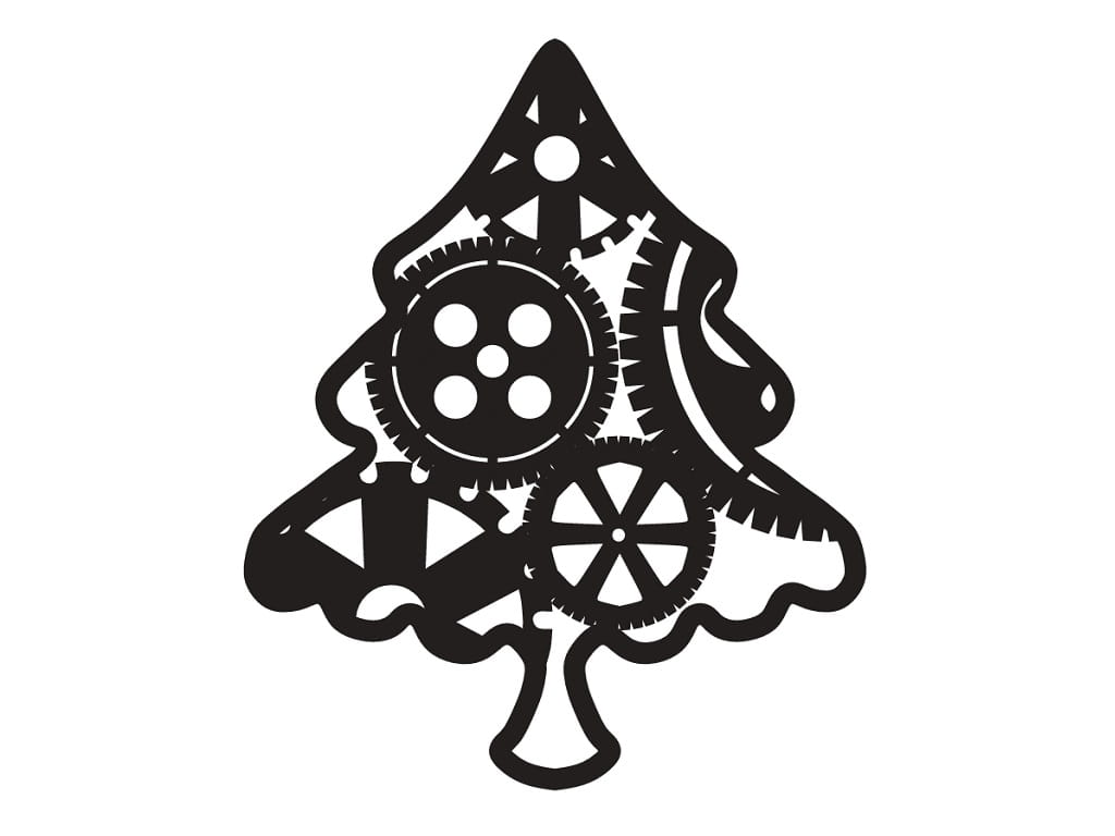 Laser Cut Steampunk Style Christmas Tree Ornament