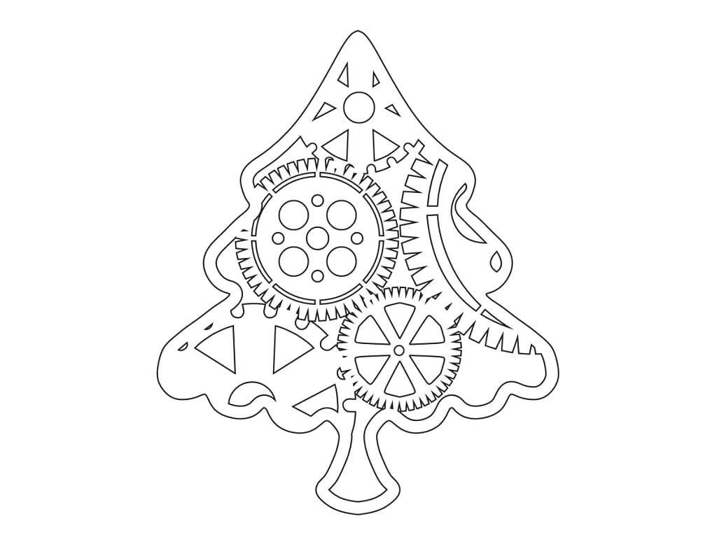 Laser Cut Steampunk Style Christmas Tree Ornament