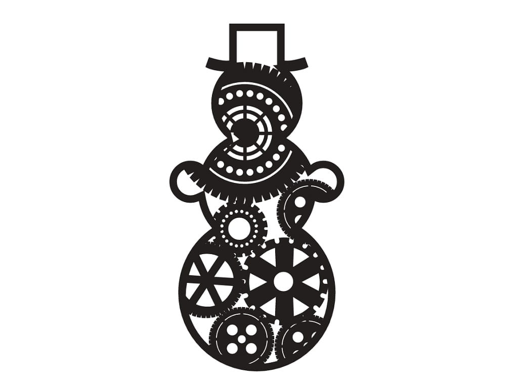 Laser Cut Steampunk Style Snowman Christmas Ornament