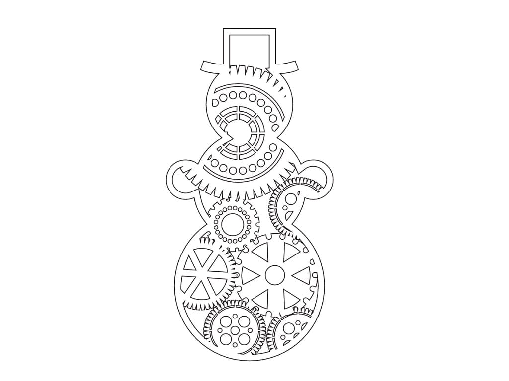 Laser Cut Steampunk Style Snowman Christmas Ornament