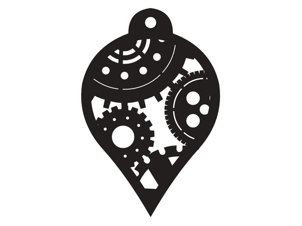 Laser Cut Teardrop Ornament with Steampunk Gears Design