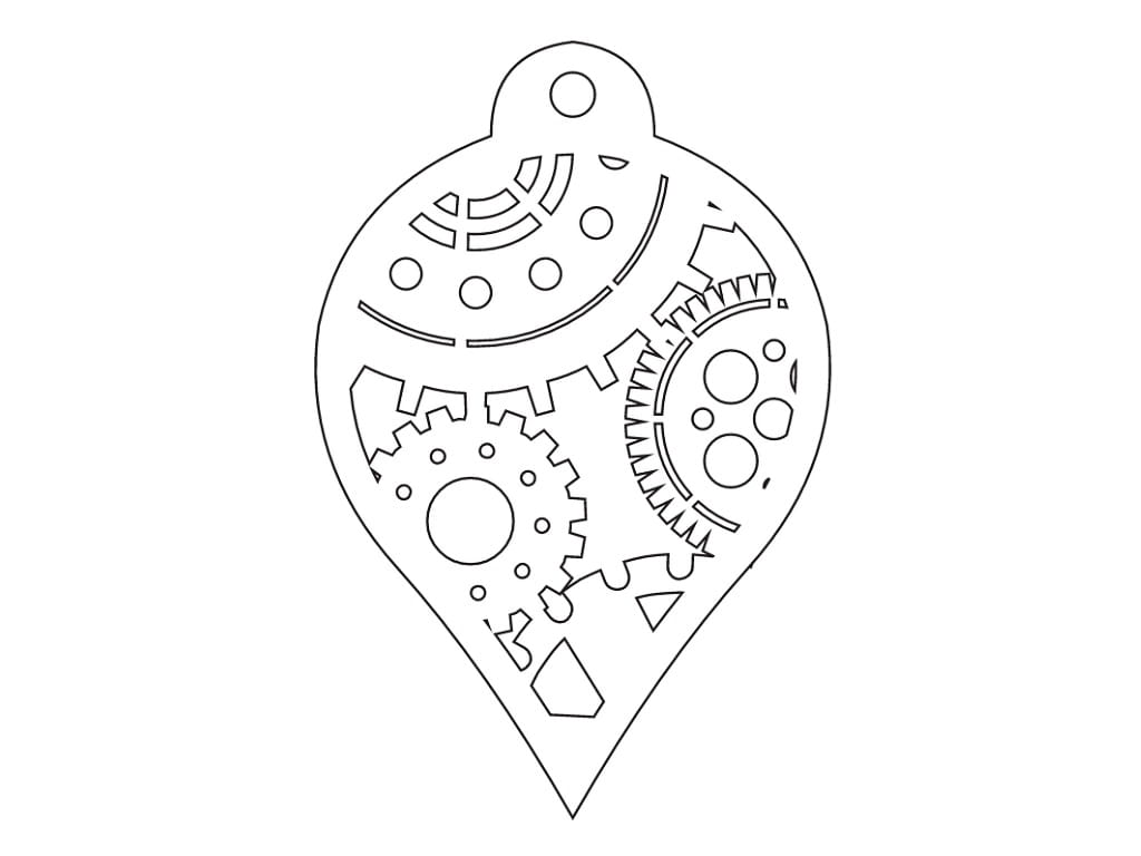 Laser Cut Teardrop Ornament with Steampunk Gears Design
