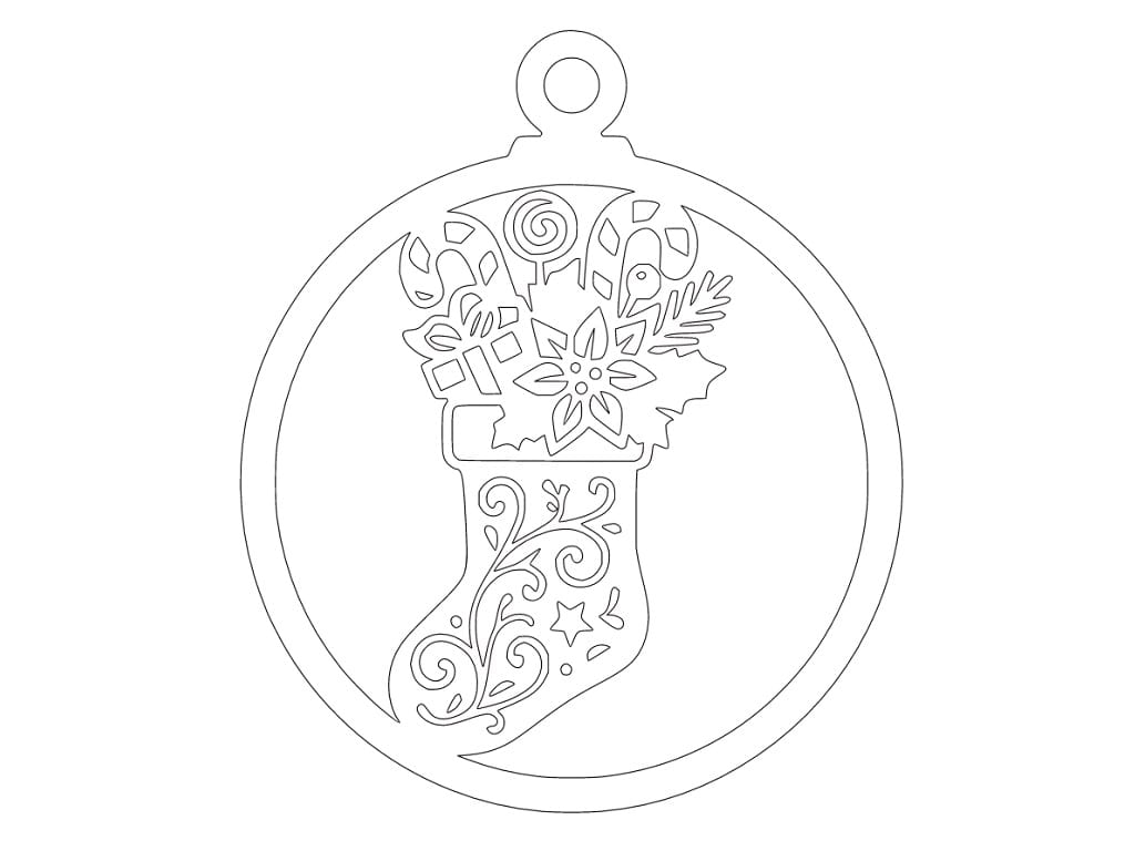 Laser Cut Stocking with Candy Cane Christmas Ornament