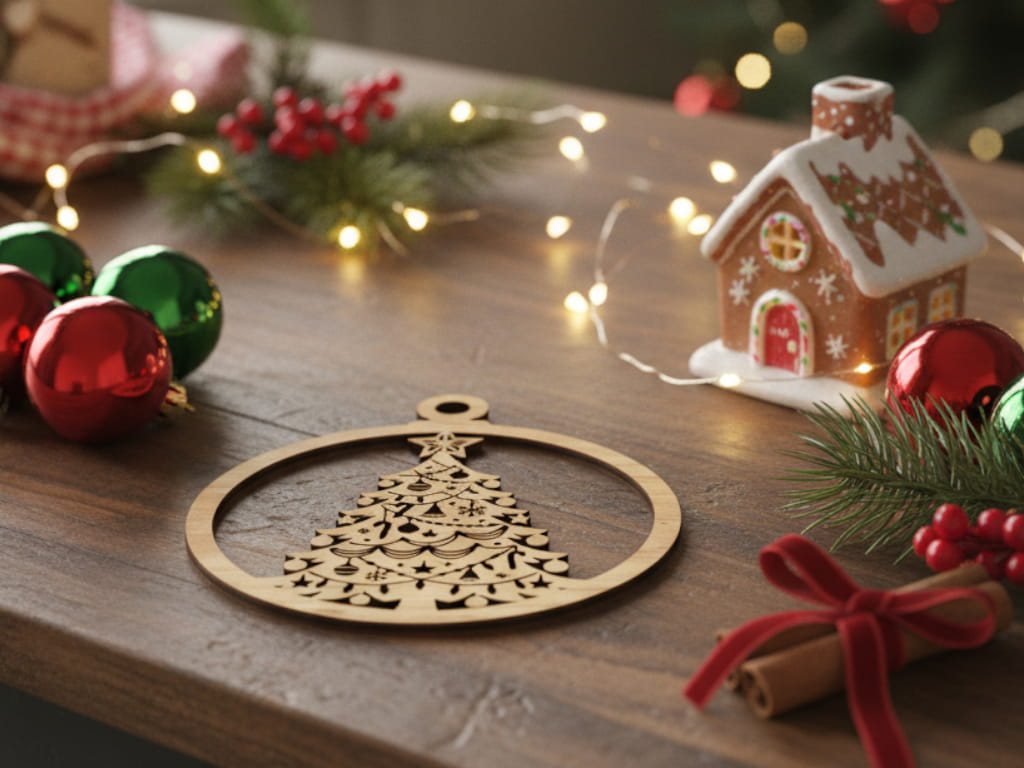 Laser Cut Intricate Design Christmas Tree Ornament