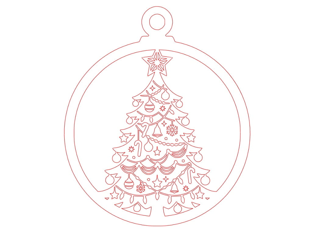 Laser Cut Intricate Design Christmas Tree Ornament
