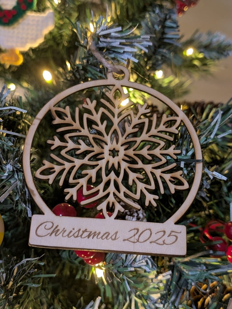 Laser Cut 2025 Christmas Snowflake Ornament