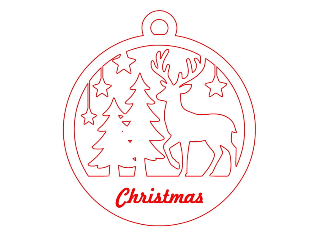 Laser Cut Deer in Woods Christmas Ornament