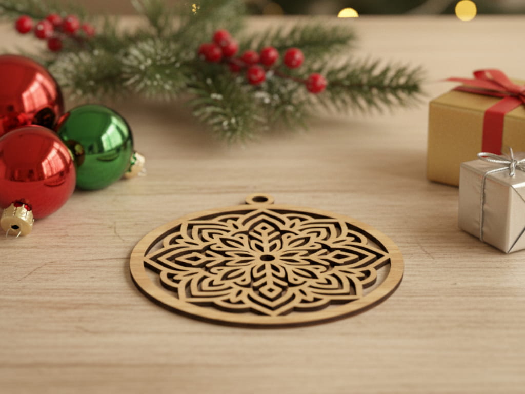 Laser Cut Mandala Design Christmas Ornament