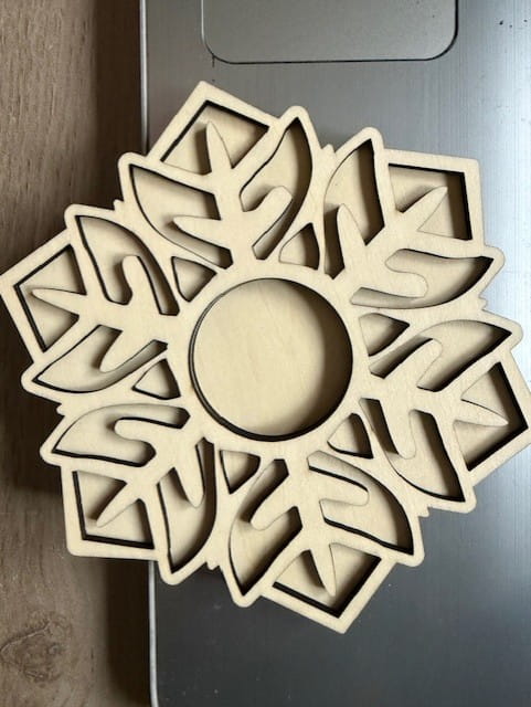 Laser Cut Wooden Snowflake Candle Holder