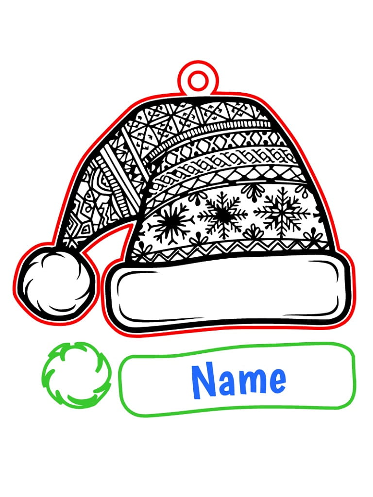 Laser Cut Personalized Santa Hat Christmas Ornament