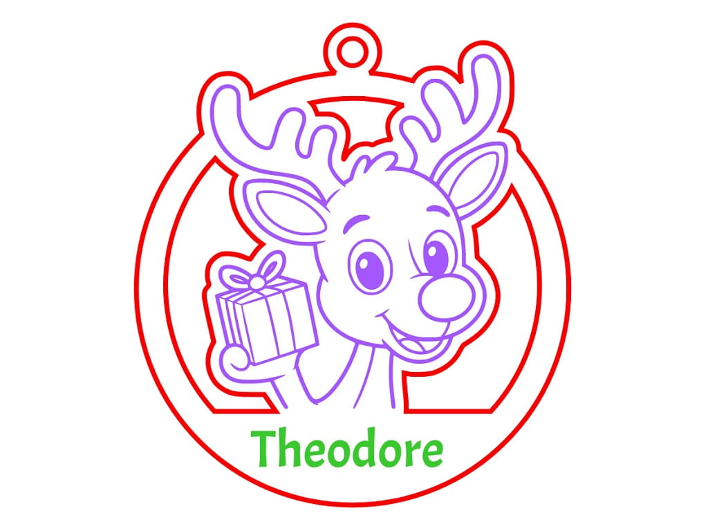 Laser Cut Rudolph with Gift Christmas Ornament