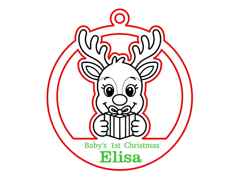 Laser Cut Baby’s First Christmas Reindeer Ornament