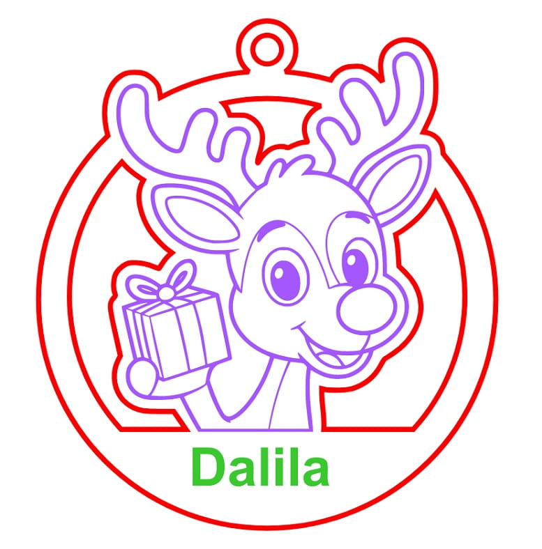 Laser Cut Rudolph with Present Christmas Ornament